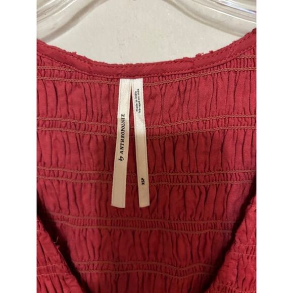 Anthropologie The Peregrine Midi Dress Size XS Petite Smocked Tiered Stretch XSP - Picture 8 of 8